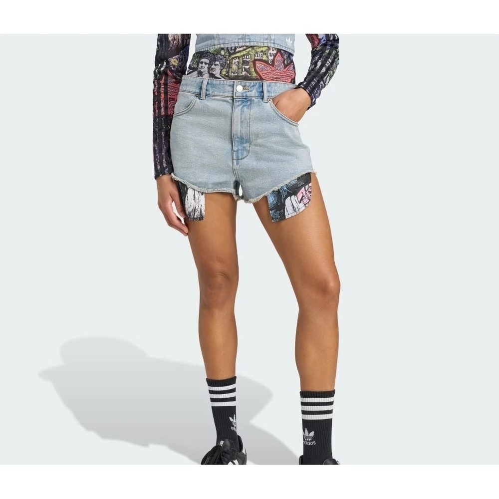 adidas X Jeremy Scott Denim Shorts Womens 28 Indigo Denim JW0831